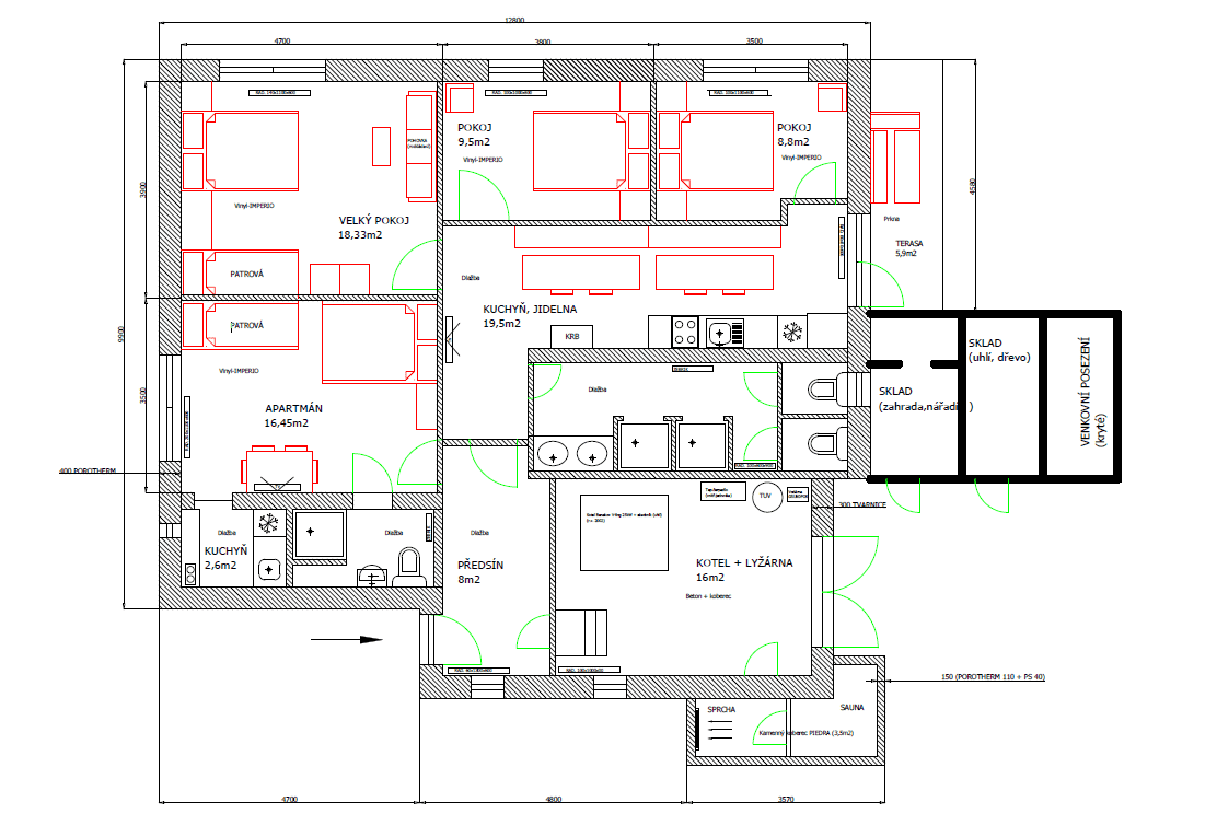 PŮDORYS CHALUPA VERNÍŘOVICE